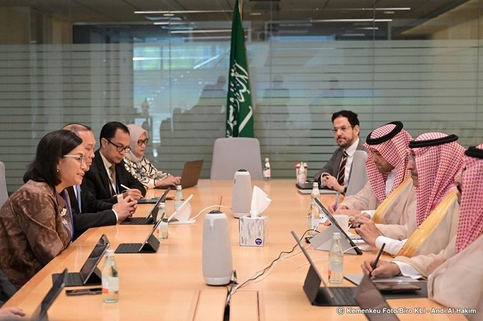 Menteri Keuangan (Menkeu) Sri Mulyani Indrawati kembali mengadakan pertemuan dengan Menteri Keuangan Kerajaan Arab Saudi, Mohammed bin Abdullah Al-Jadaan. (Facebook.com/@Sri Mulyani Indrawati )