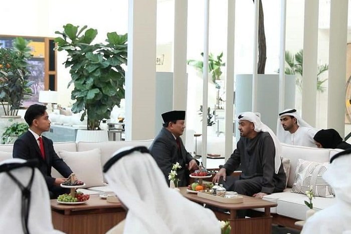 Presiden RI terpilih periode 2024-2029, Prabowo Subianto beserta Gibran Rakabuming Raka melakukan kunjungan ke Uni Emirat Arab (UEA). (Dok. Tim Media Prabowo)

