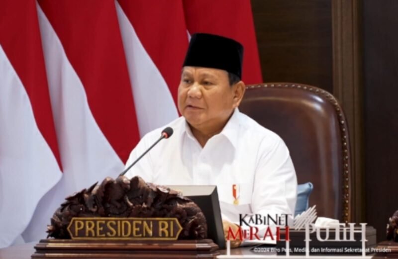 Presiden Prabowo Subianto dalam Sidang Kabinet Paripurna di Kantor Presiden Kompleks Istana Negara, Jakarta, Senin (2/12/2024).(Dok. Tim Komunikasi Prabowo Subianto)