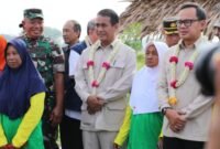 Menteri Pertanian, Andi Amran Sulaiman, bersama Wakil Menteri Dalam Negeri, Bima Arya, melaksanakan panen padi menggunakan combine harvester di Kelurahan Tunjung, Kecamatan Burneh, Kabupaten Bangkalan, Jawa Timur. (Dok. Kementerian Pertanian)