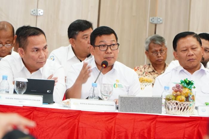 Kepala Badan Pangan Nasional (Bapanas) Arief Prasetyo Adi saat Rapat Koordinasi Bidang Pangan Provinsi Banten di Pendopo Gubernur, Serang, Banten pada Jumat (10/1/2025). (Dok. Tim Komunikasi Bapanas)